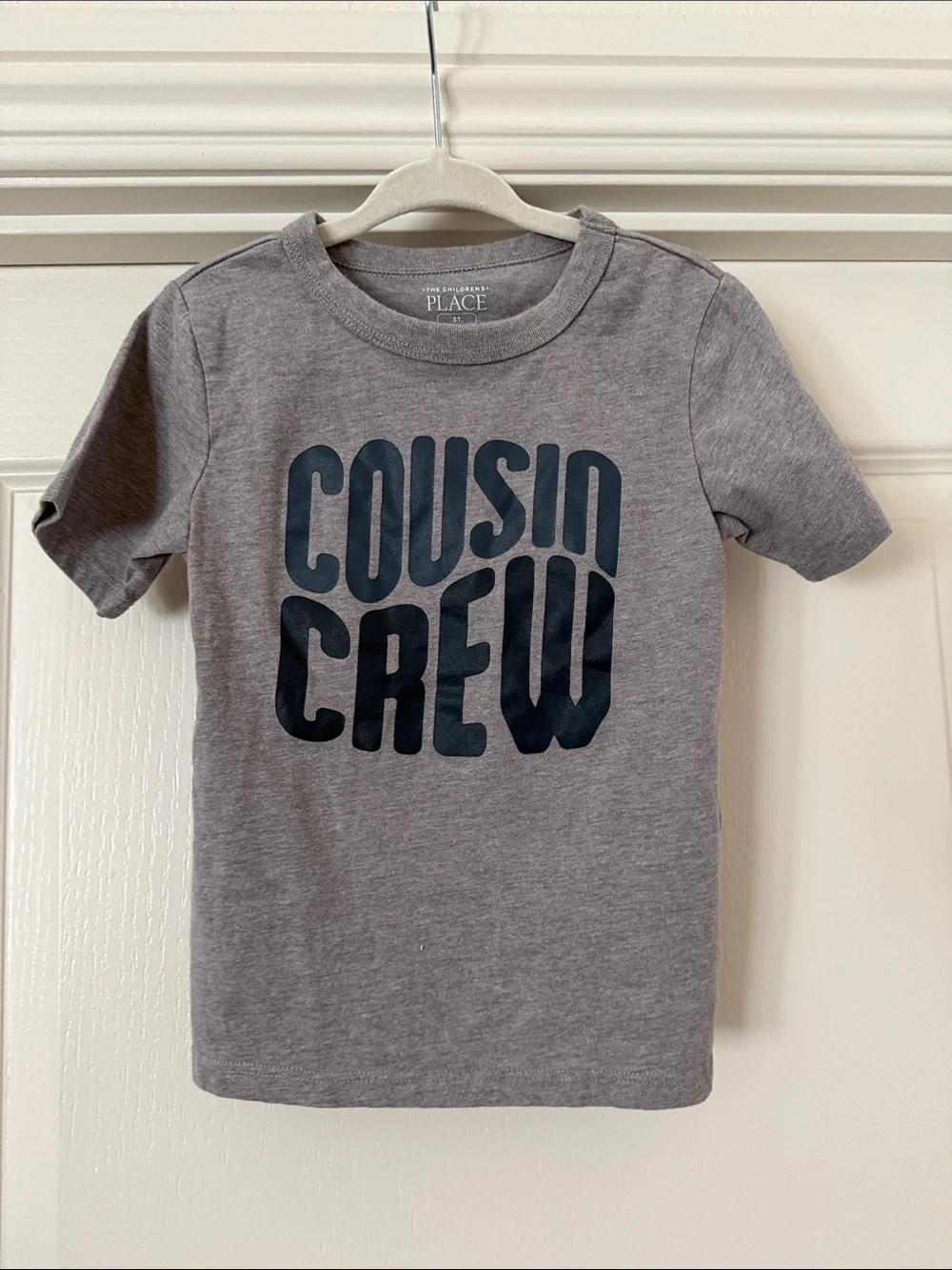 The Children's Place Gray Tee with Navy 'Cousin Crew' Graphic